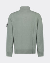 Load image into Gallery viewer, Stone Island Lambswool High Neck 1/4 Button Sweatshirt in Sage Green
