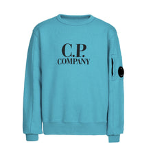 Load image into Gallery viewer, Cp Company Junior Big Logo Lens Crewneck Sweatshirt in Tile Blue
