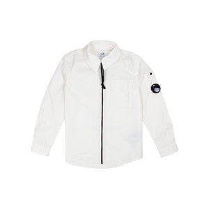 Cp Company Junior Gabardine Long Sleeve Lens Overshirt in White