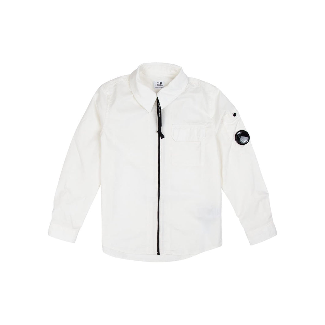 Cp Company Junior Gabardine Long Sleeve Lens Overshirt in White