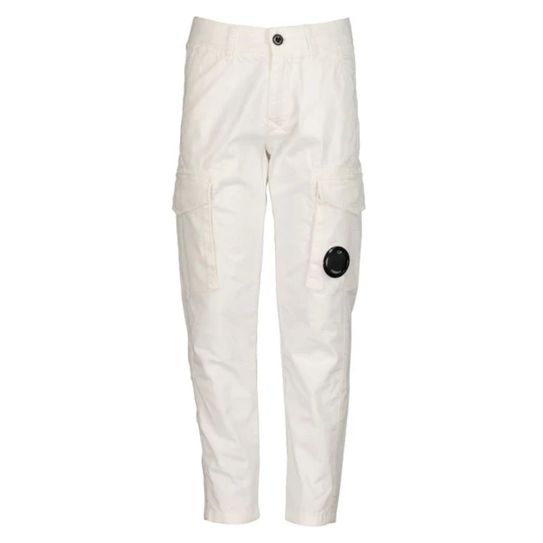 Cp Company Junior Stretch Gabardine Lens Cargo Pants in White