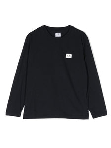 Cp Company Junior Small Stamp Logo Long Sleeve T-Shirt in Navy