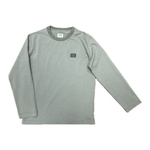 Cp Company Junior Small Stamp Logo Long Sleeve T-Shirt in Bronze Green