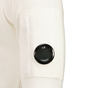 Cp Company Junior Sea Island Light Knit Lens Sweatshirt in White