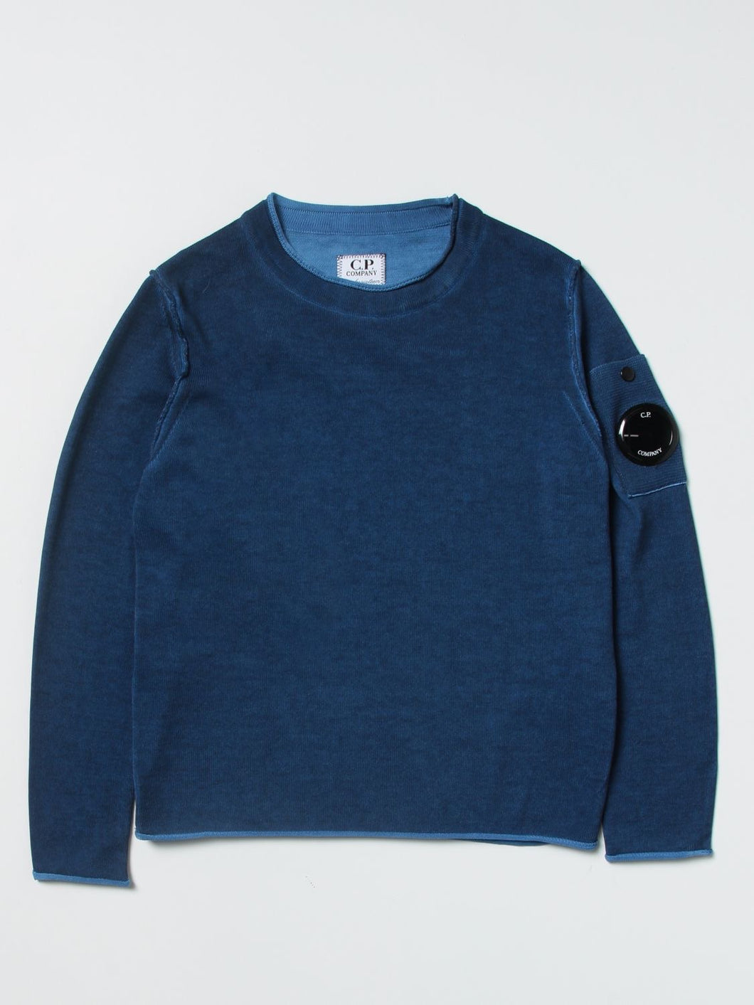 Cp Company Junior Cotton Crepe Lens Sweatshirt in Blue Quartz