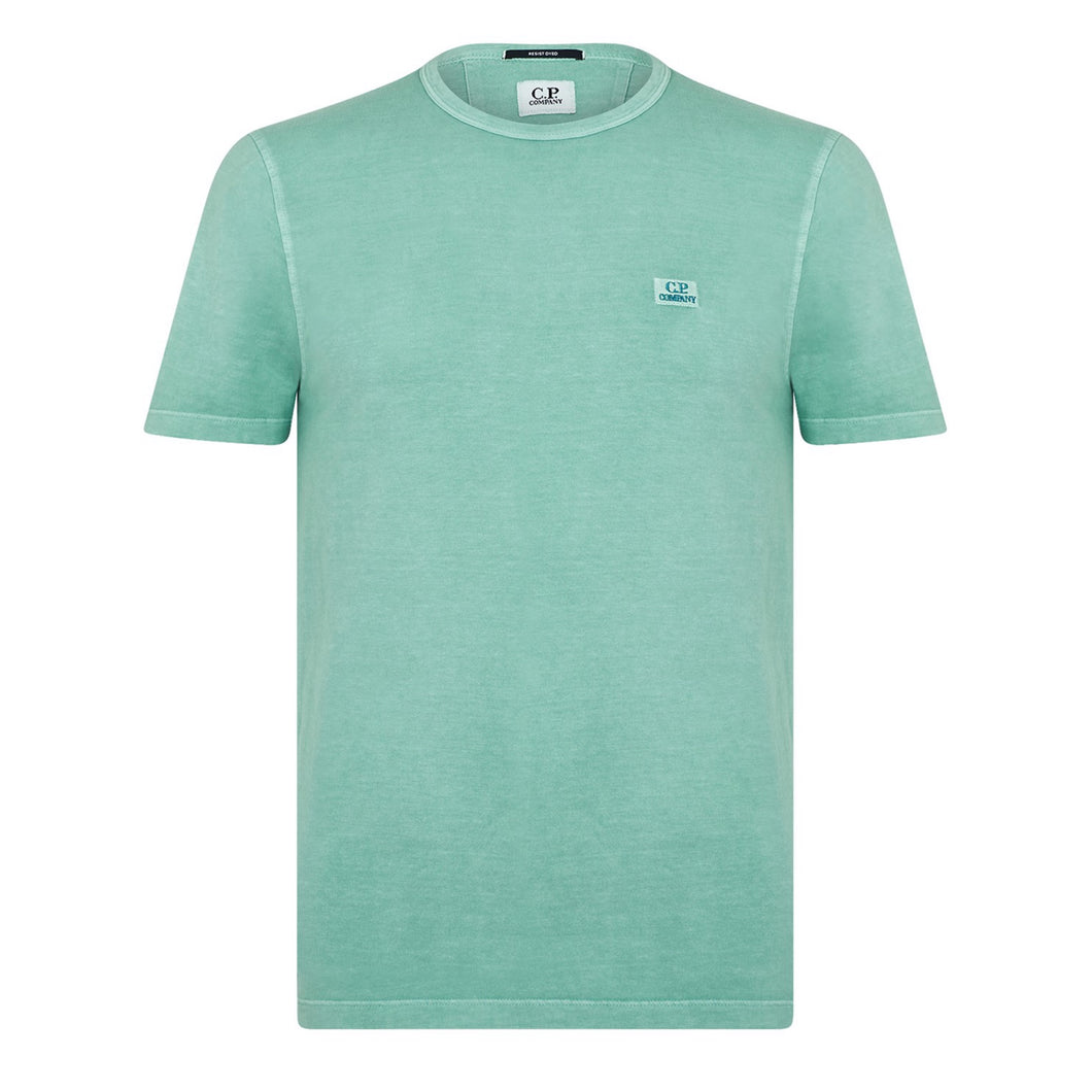 Cp Company Resist Dyed Stitched Patch Logo T-Shirt in Mineral Blue