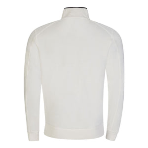 Cp Company Light Fleece Lens Quarter Zip Sweatshirt In White