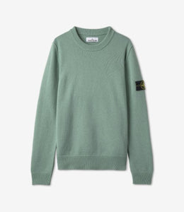 Stone Island Junior Wool Blend Knitted Sweatshirt In Green