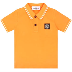 Junior Stone Island Short Sleeve Polo In Orange