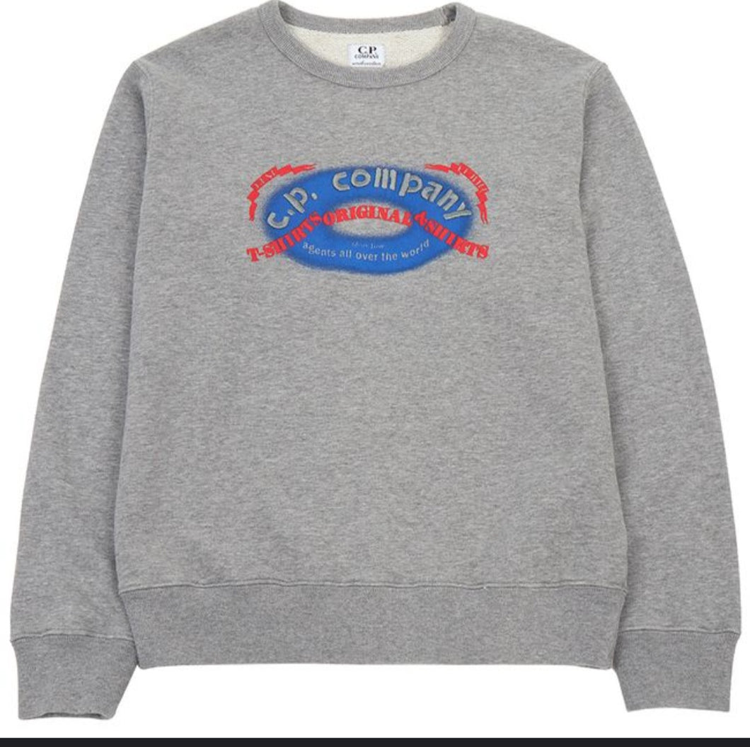 Cp Company Junior Old Skool Logo Sweatshirt In Grey