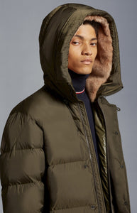 Moncler Alagon Long Down Jacket In Khaki