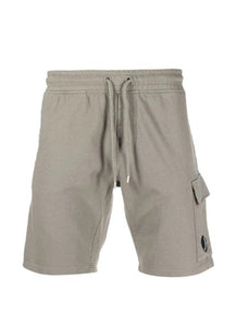 CP Company Lens Fleece Shorts In Beige