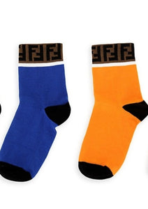 Fendi Junior FF 2 Pack Logo Socks