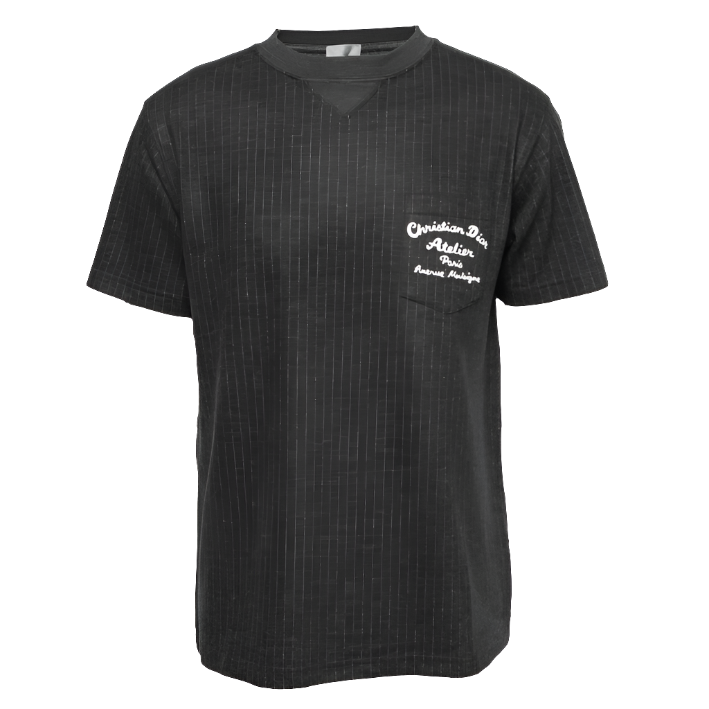 Dior Atelier Striped Chest Logo T-Shirt In Charcoal