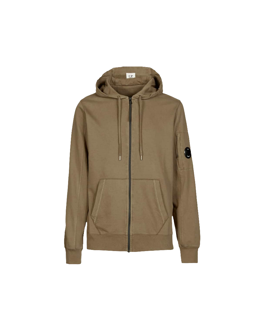 Cp Company Hooded Lens Full Zip In Lead Grey