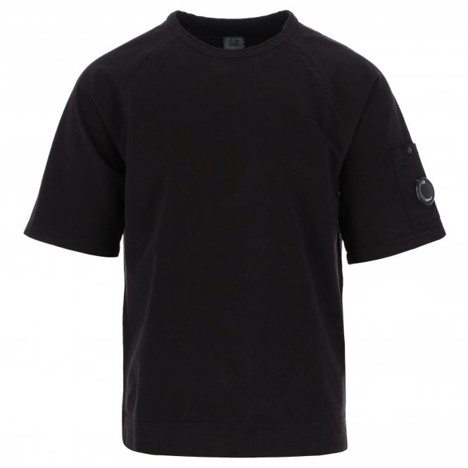 Cp Company Heavy Jersey Lens Short Sleeve Sweatshirt In Black