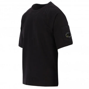 Cp Company Heavy Jersey Lens Short Sleeve Sweatshirt In Black