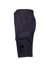 Load image into Gallery viewer, CP Company Bermuda Satin Stretch Cargo Shorts In Navy

