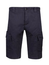 Load image into Gallery viewer, CP Company Bermuda Satin Stretch Cargo Shorts In Navy

