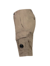 Load image into Gallery viewer, CP Company Bermuda Satin Stretch Cargo Shorts In Stone
