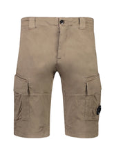 Load image into Gallery viewer, CP Company Bermuda Satin Stretch Cargo Shorts In Stone
