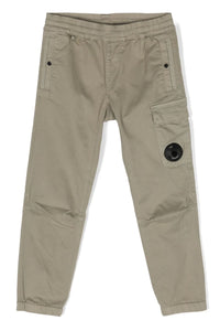 Cp Company Junior Satin Stretch Button Pocket Cargo Pants In Silver Sage 026