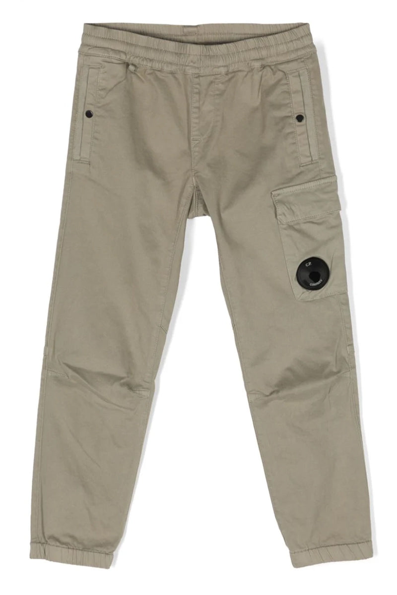 Cp Company Junior Satin Stretch Button Pocket Cargo Pants In Silver Sage 026