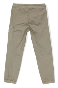 Cp Company Junior Satin Stretch Button Pocket Cargo Pants In Silver Sage 026