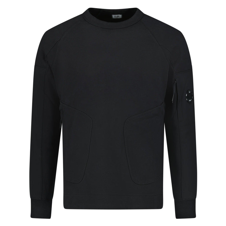 Cp Company Double Pocket Lens Sweatshirt In Black