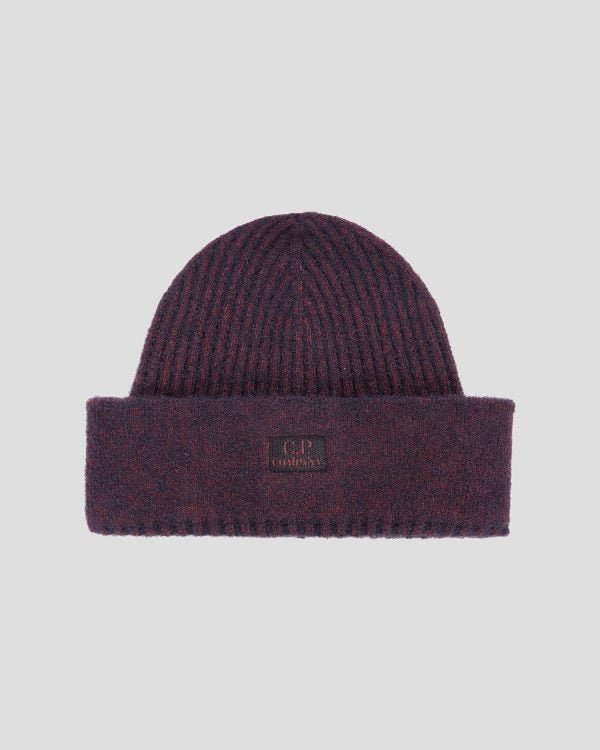Cp Company Wool Blend Knitted Beanie In Bordeaux
