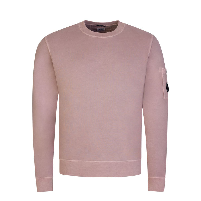 Cp Company Brushed Emerized Resist Dyed Lens Sweatshirt In Bark Pink