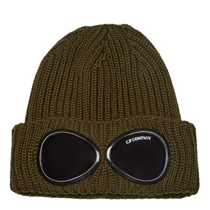 CP Company Junior Chunky Knitted Goggle Beanie In Ivy Green