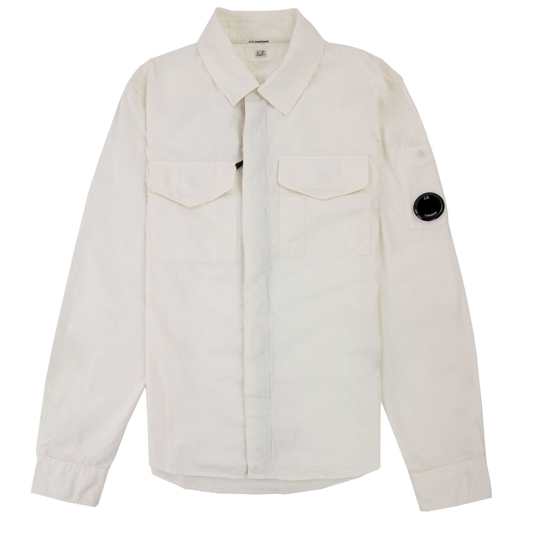 Cp Company Gabardine Long Sleeve Lens Shirt In White