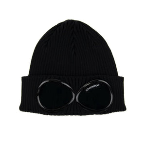 Cp Company Junior Knitted Goggle Beanie In Black