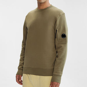 Cp Company Diagonal Raised Cotton Lens Sweatshirt in Butternut Brown