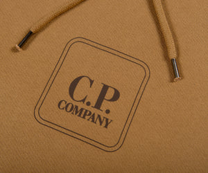 Cp Company Metropolis Box Logo Overhead Hoodie In Cumin