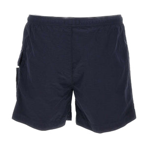 CP Company Flatt Nylon Stitch Logo Utility Swim Shorts in Navy