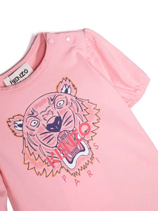 Kenzo Junior Girls Tiger Head Motif T-Shirt in Pink