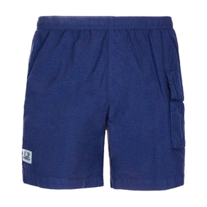CP Company Flatt Nylon Stitch Logo Utility Swim Shorts in Medieval Blue