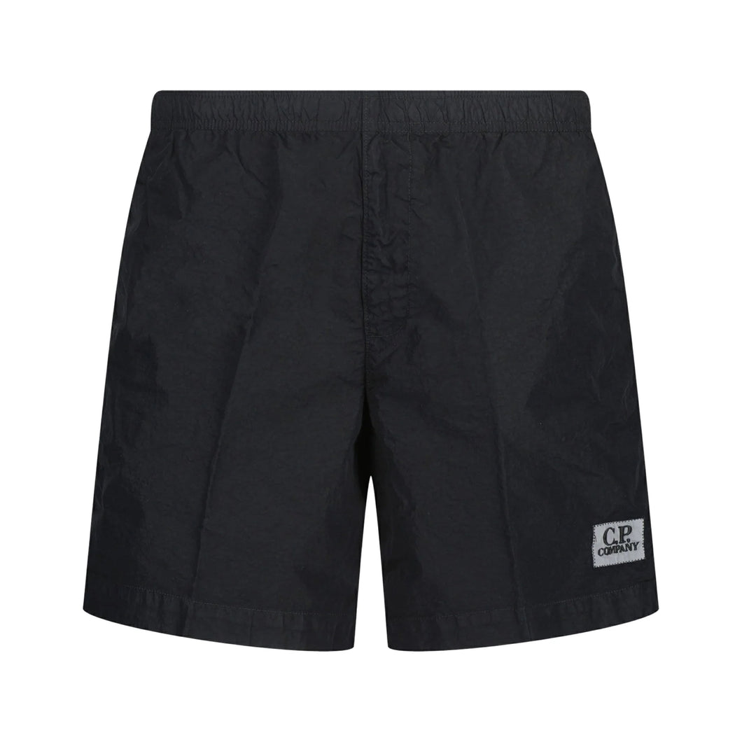 CP Company Flatt Nylon Stitch Logo Swim Shorts in Black