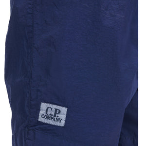 CP Company Flatt Nylon Stitch Logo Utility Swim Shorts in Medieval Blue
