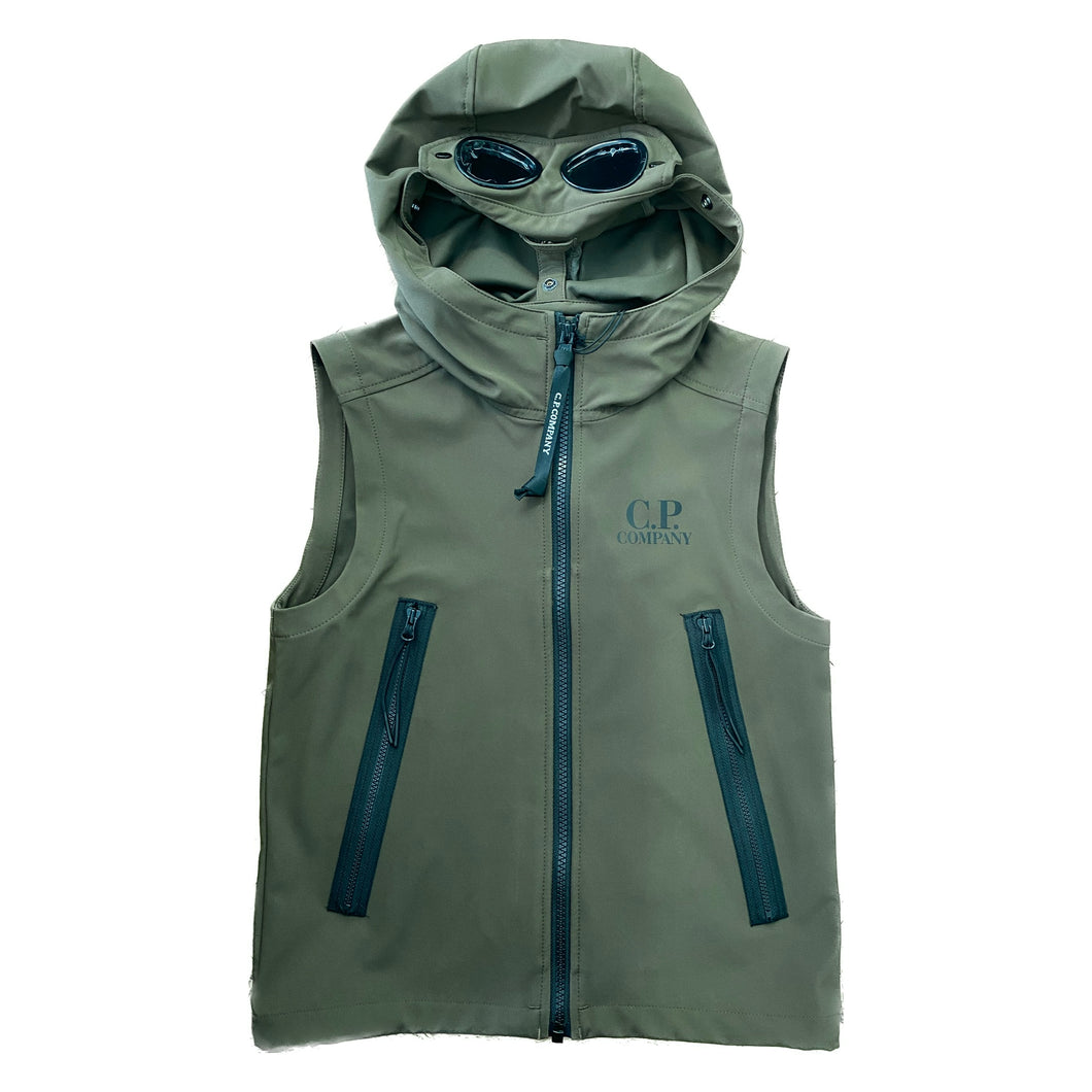 CP Company Junior Shell - R Goggle Gilet in Khaki