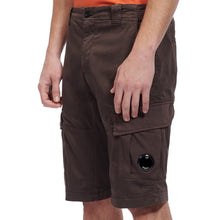 Load image into Gallery viewer, CP Company Satin Stretch Lens Cargo Shorts in Bracken Brown

