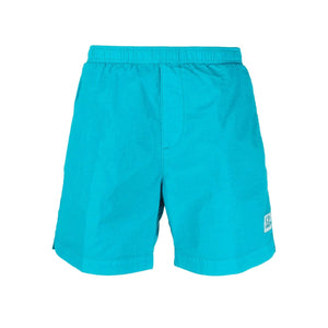 CP Company Flatt Nylon Stitch Logo Swim Shorts in Tile Blue