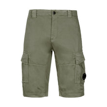 Load image into Gallery viewer, CP Company Satin Stretch Lens Cargo Shorts in Khaki
