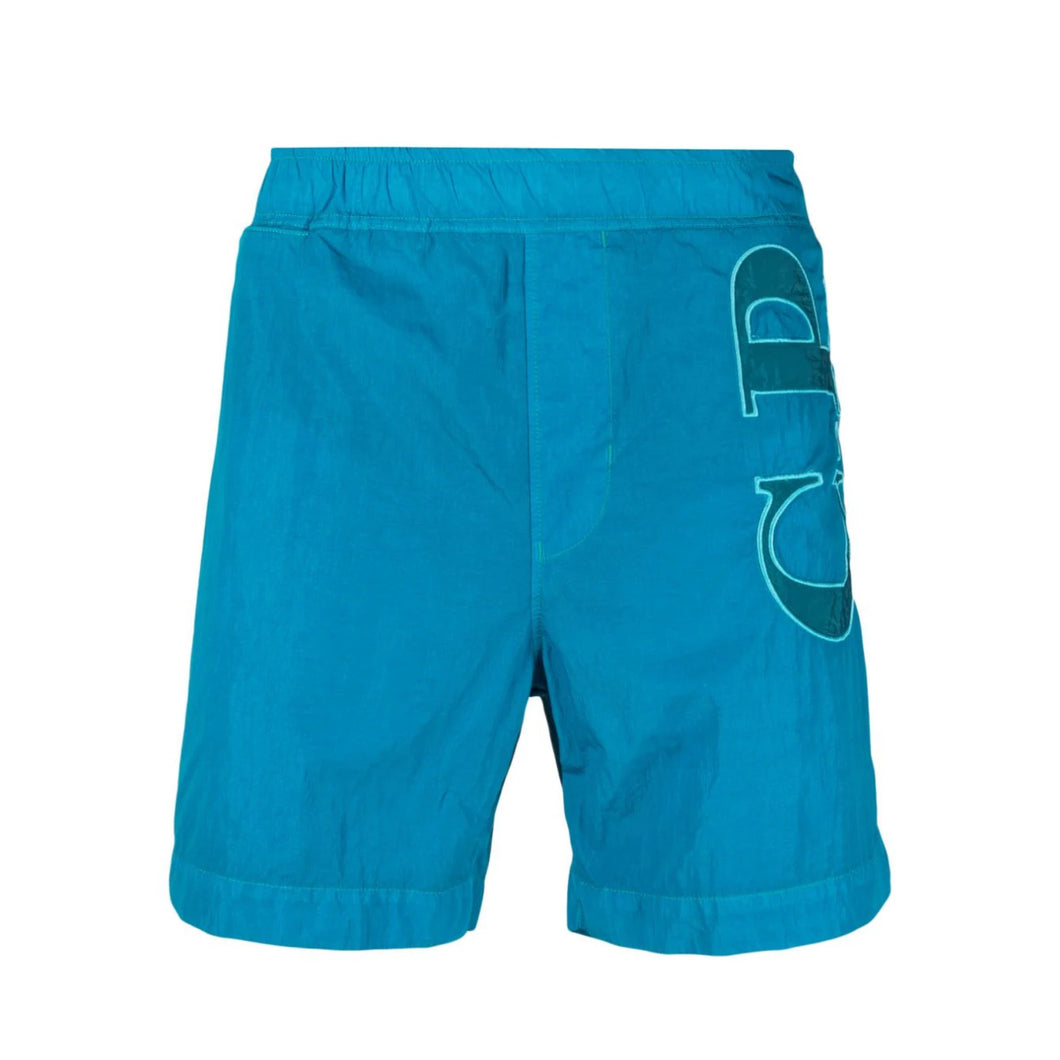 CP Company Eco-Chrome R Logo Swim Shorts in Tile Blue
