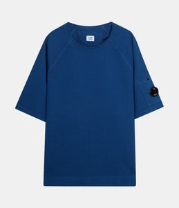 CP Company Heavy Jersey Lens Short Sleeve Sweatshirt in Blue