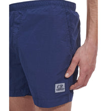Load image into Gallery viewer, CP Company Flatt Nylon Stitch Logo Swim Shorts in Medieval Blue
