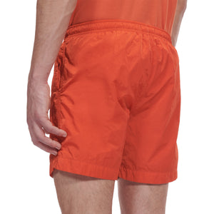 CP Company Eco-Chrome R Stitch Logo Swim Shorts in Pumpkin Orange