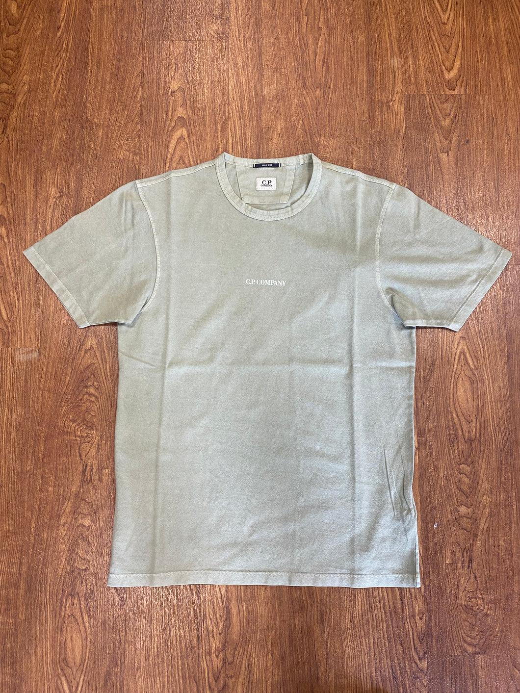 CP Company Resist Dyed Logo T-Shirt in Light Khaki